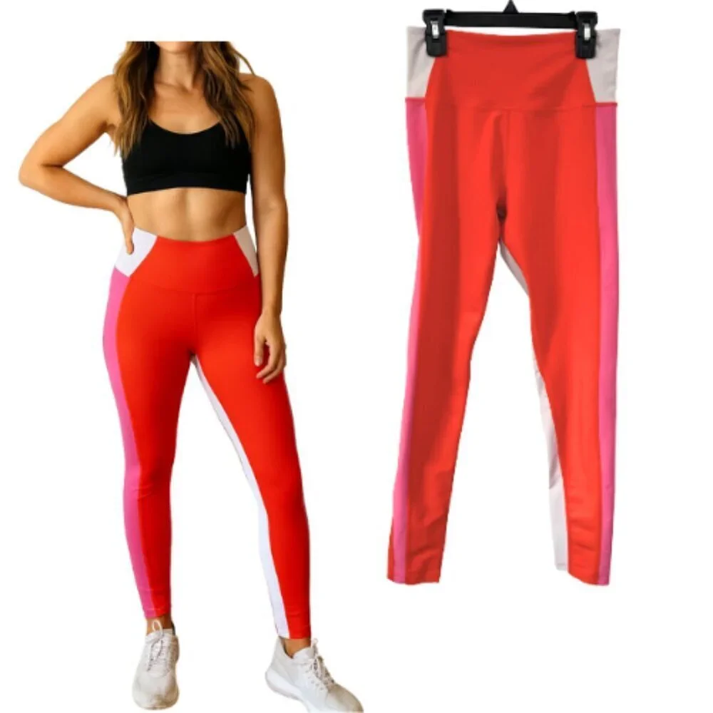 SAGE COLLECTIVE Orange Pink Colorblock Legging Size XS - Picture 1 of 16